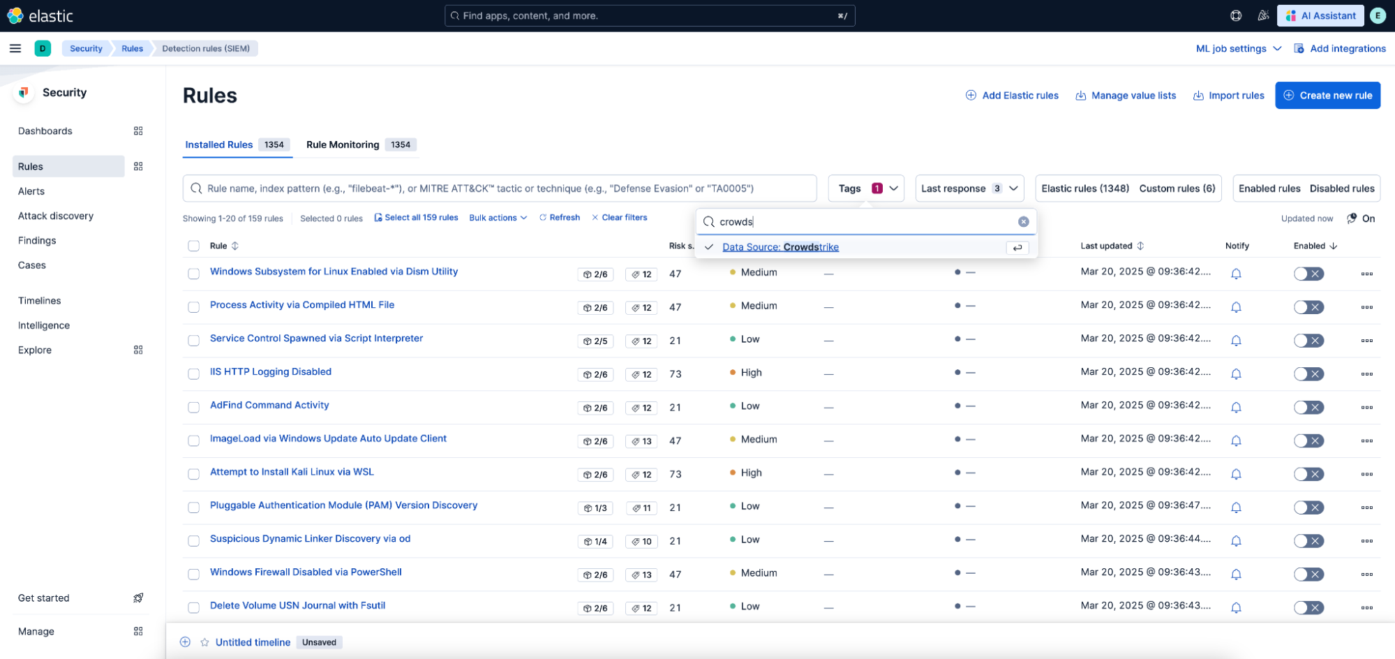 Elastic CrowdStrike prebuilt detection rules
