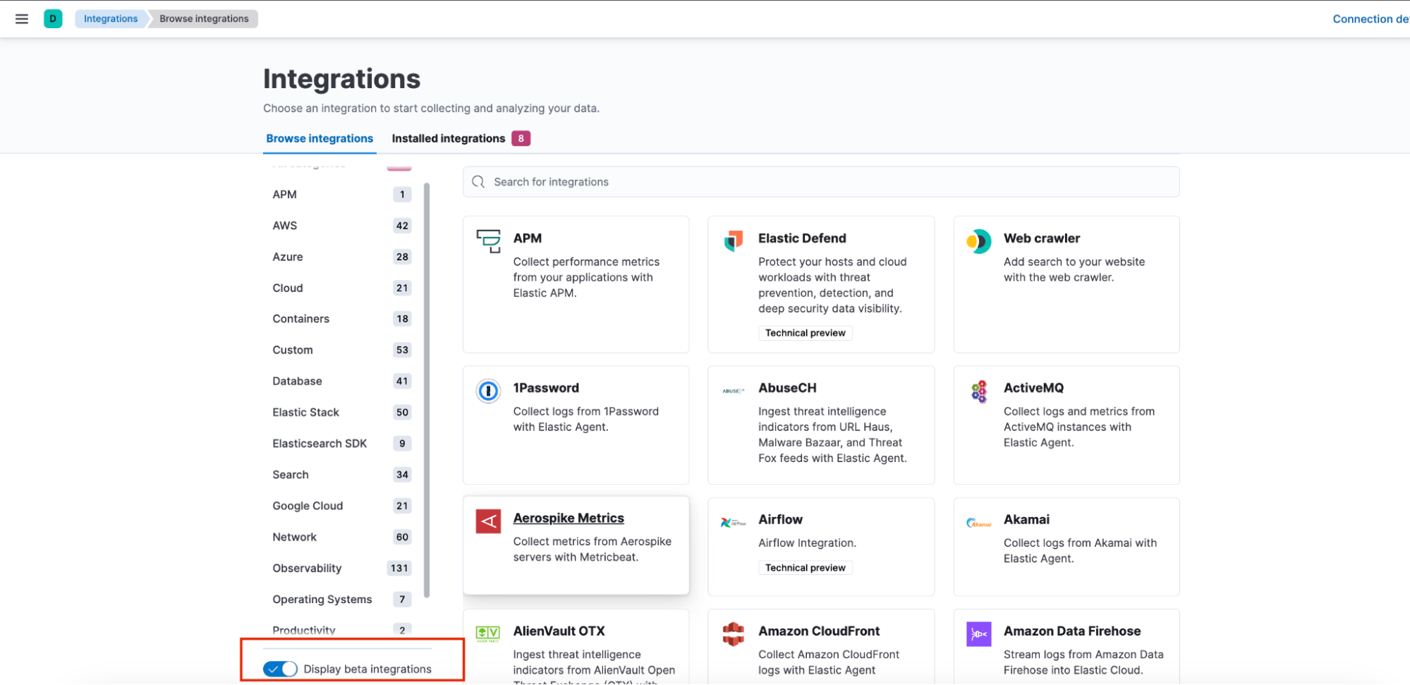 display beta integrations